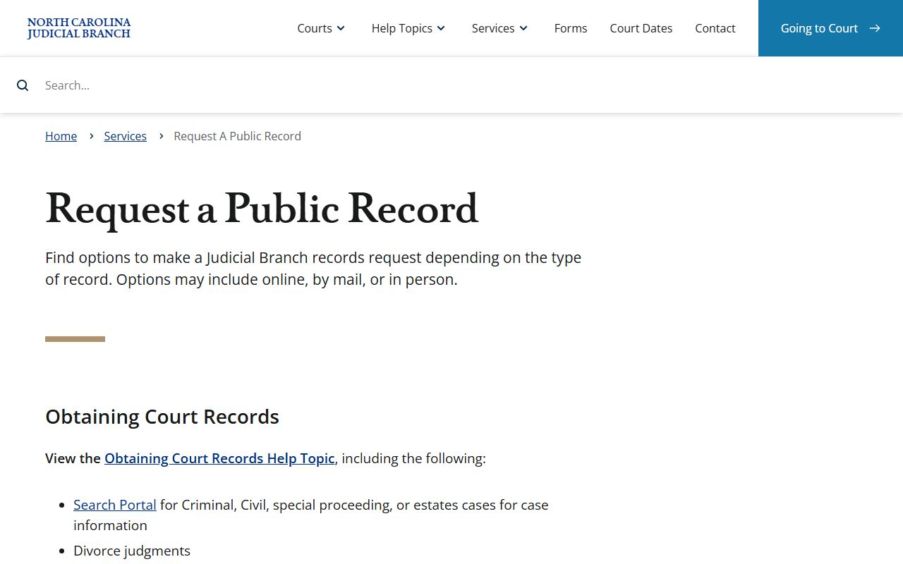 Duplin County Clerk of Superior Court public record request path