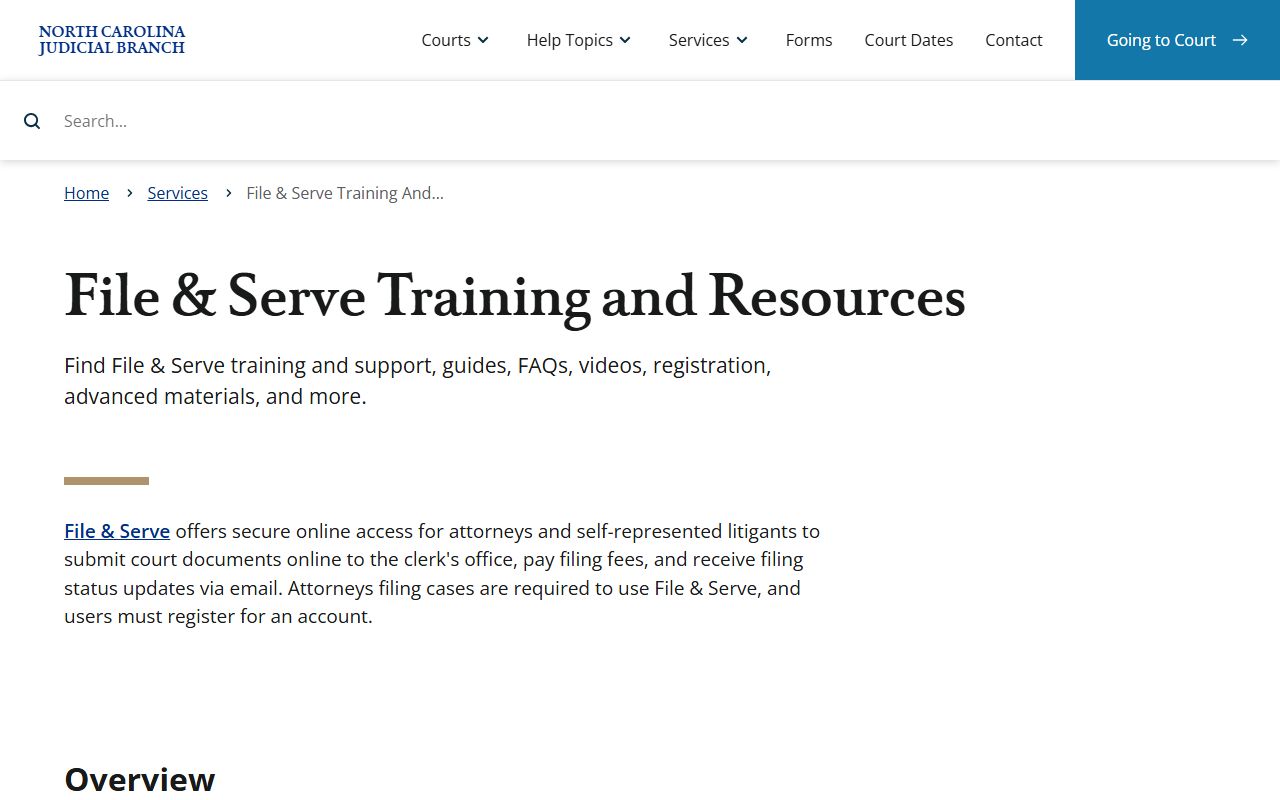 Duplin County court records File and Serve training page