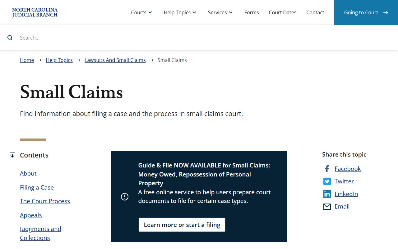 Duplin County Superior Court lower court small claims context