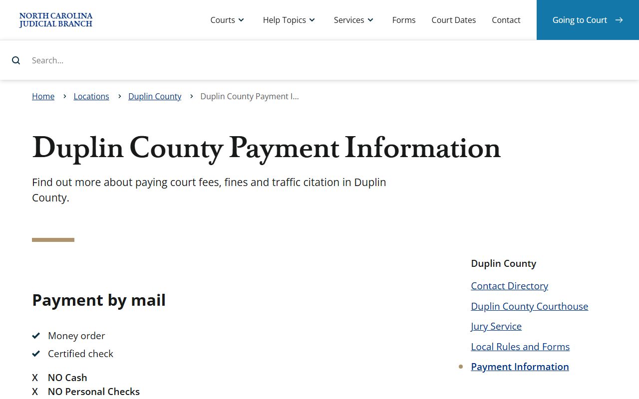 Duplin County court records payment information