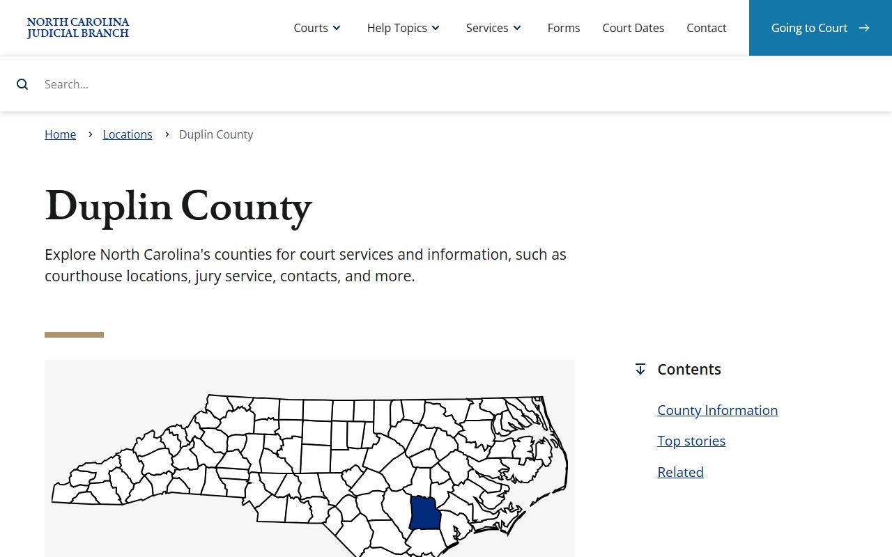 Duplin County court records Judicial Branch landing page