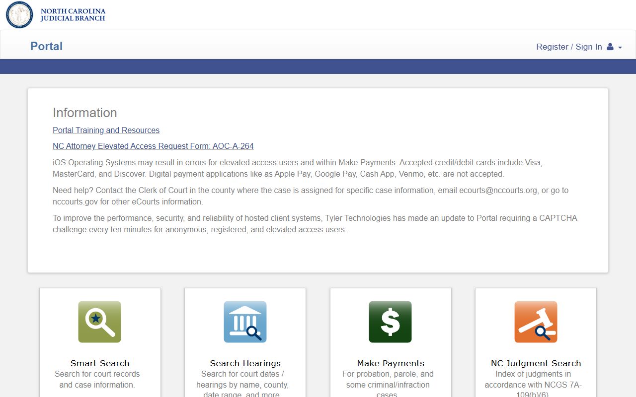 Duplin County court records eCourts Portal search page