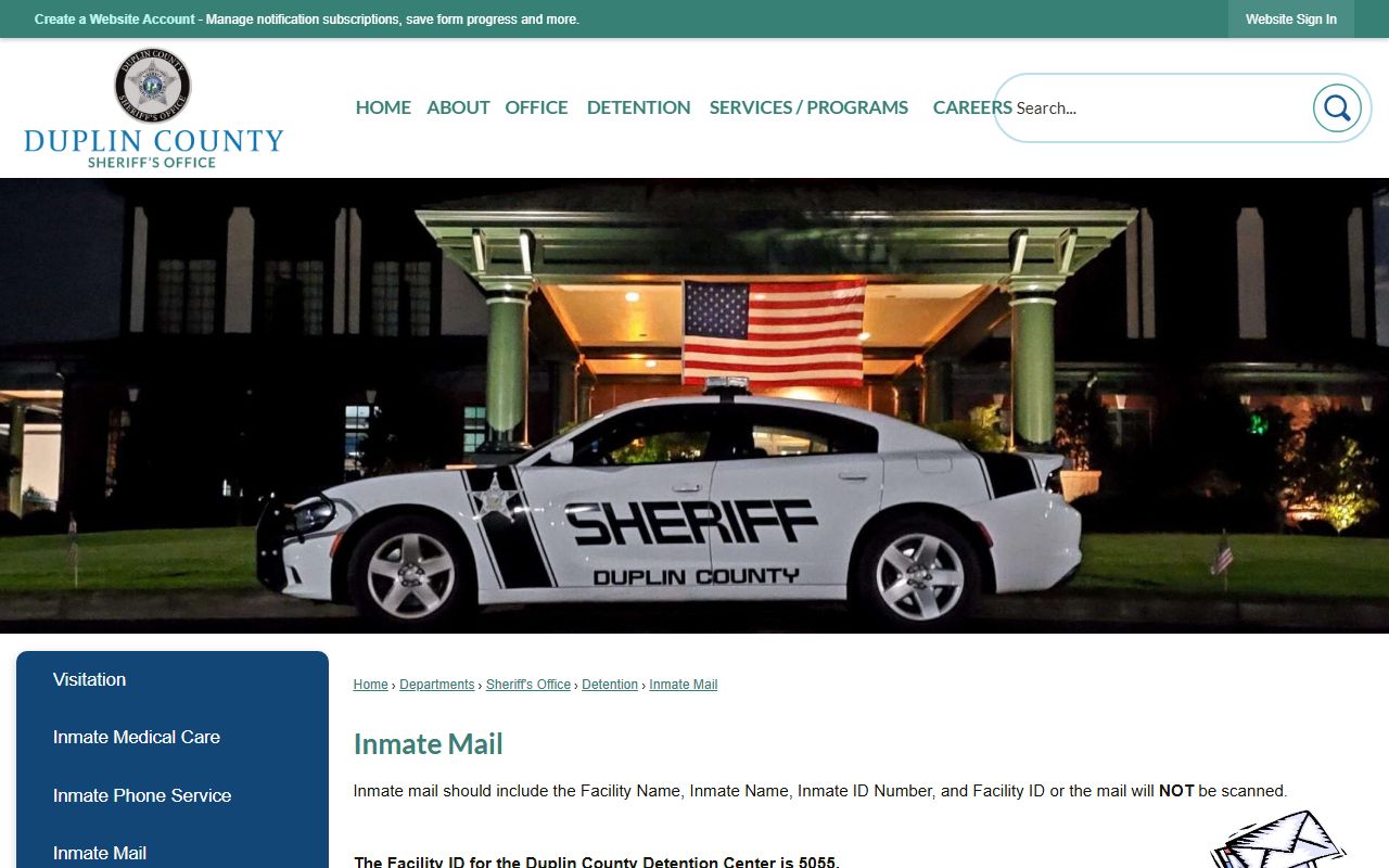 Duplin County inmate mail rules and legal mail address