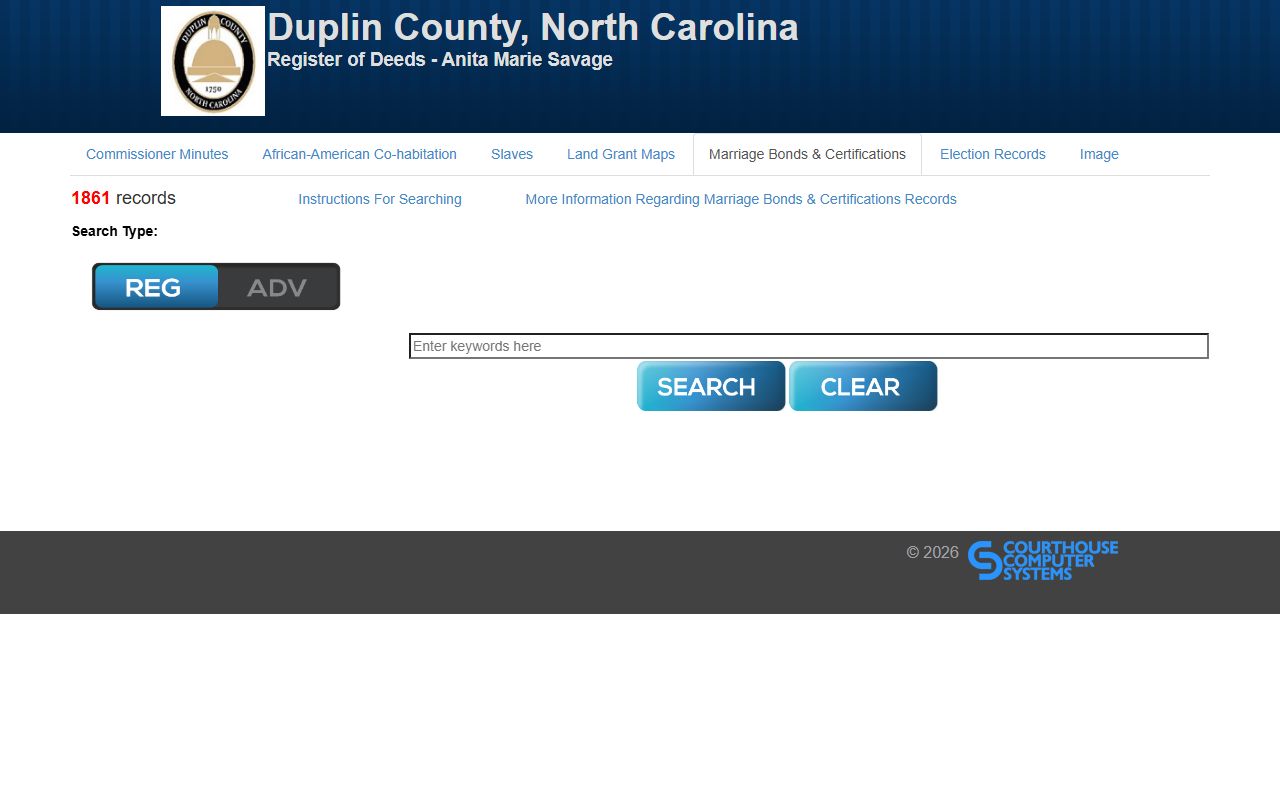 Duplin County marriage records marriage bonds search